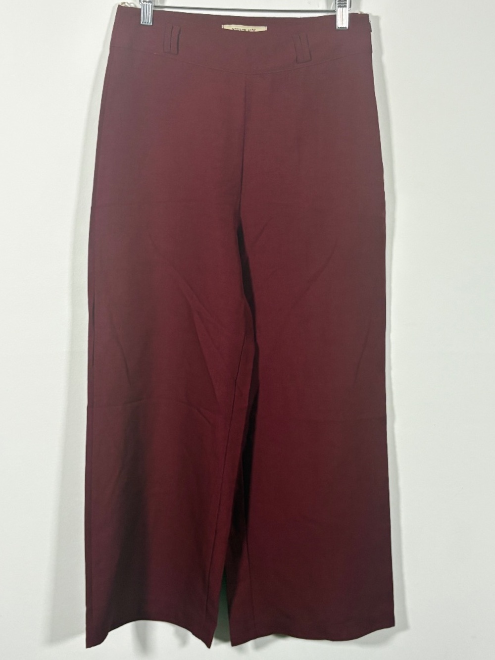 NEVRA Wine Burgundy Wide Leg Belted Pants Size 38